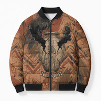Khnum Bomber Puffer Jacket Ancient Egyptian Earthy Cracked Papyrus - Divine Potter - Wonder Print Shop