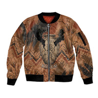 Khnum Sleeve Zip Bomber Jacket Ancient Egyptian Earthy Cracked Papyrus - Divine Potter - Wonder Print Shop