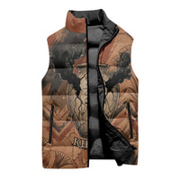Khnum Sleeveless Puffer Jacket Ancient Egyptian Earthy Cracked Papyrus - Divine Potter - Wonder Print Shop