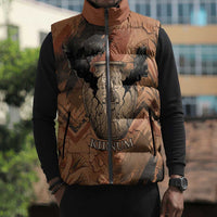 Khnum Sleeveless Puffer Jacket Ancient Egyptian Earthy Cracked Papyrus - Divine Potter - Wonder Print Shop
