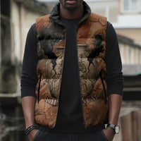 Khnum Sleeveless Puffer Jacket Ancient Egyptian Earthy Cracked Papyrus - Divine Potter - Wonder Print Shop