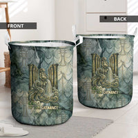 Khnum Ancient Egyptian Laundry Basket with Smoky Leaf, Ram Head Emblem, and Guardian of the Cataract - Wonder Print Shop