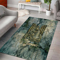Khnum Ancient Egyptian Area Rug with Smoky Leaf, Ram Head Emblem, and Guardian of the Cataract - Wonder Print Shop
