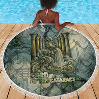 Khnum Ancient Egyptian Beach Blanket with Smoky Leaf, Ram Head Emblem, and Guardian of the Cataract - Wonder Print Shop