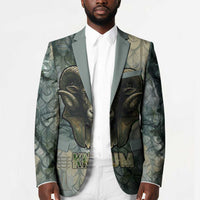 Khnum Ancient Egyptian Blazer with Smoky Leaf, Ram Head Emblem, and Guardian of the Cataract - Wonder Print Shop