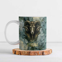 Khnum Ancient Egyptian Ceramic Mug with Smoky Leaf, Ram Head Emblem, and Guardian of the Cataract - Wonder Print Shop