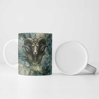 Khnum Ancient Egyptian Ceramic Mug with Smoky Leaf, Ram Head Emblem, and Guardian of the Cataract - Wonder Print Shop