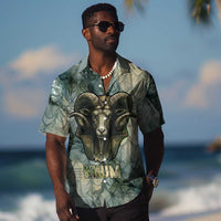 Khnum Ancient Egyptian Hawaiian Shirt with Smoky Leaf, Ram Head Emblem, and Guardian of the Cataract - Wonder Print Shop