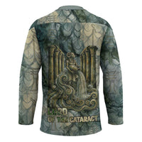 Khnum Ancient Egyptian Hockey Jersey with Smoky Leaf, Ram Head Emblem, and Guardian of the Cataract - Wonder Print Shop