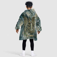 Khnum Ancient Egyptian Kid Wearable Blanket Hoodie with Smoky Leaf, Ram Head Emblem, and Guardian of the Cataract - Wonder Print Shop