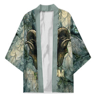 Khnum Ancient Egyptian Kimono with Smoky Leaf, Ram Head Emblem, and Guardian of the Cataract - Wonder Print Shop