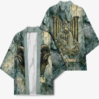 Khnum Ancient Egyptian Kimono with Smoky Leaf, Ram Head Emblem, and Guardian of the Cataract - Wonder Print Shop