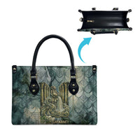 Khnum Ancient Egyptian Leather Bag with Smoky Leaf, Ram Head Emblem, and Guardian of the Cataract - Wonder Print Shop