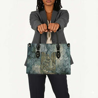 Khnum Ancient Egyptian Leather Bag with Smoky Leaf, Ram Head Emblem, and Guardian of the Cataract - Wonder Print Shop