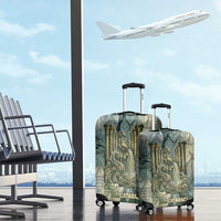 Khnum Ancient Egyptian Luggage Cover with Smoky Leaf, Ram Head Emblem, and Guardian of the Cataract - Wonder Print Shop