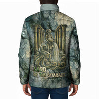 Khnum Ancient Egyptian Padded Jacket with Smoky Leaf, Ram Head Emblem, and Guardian of the Cataract - Wonder Print Shop
