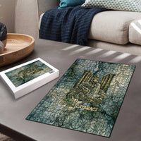 Khnum Ancient Egyptian Puzzle with Smoky Leaf, Ram Head Emblem, and Guardian of the Cataract - Wonder Print Shop
