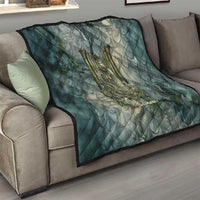 Khnum Ancient Egyptian Quilt with Smoky Leaf, Ram Head Emblem, and Guardian of the Cataract - Wonder Print Shop