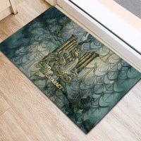 Khnum Ancient Egyptian Rubber Doormat with Smoky Leaf, Ram Head Emblem, and Guardian of the Cataract - Wonder Print Shop