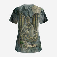 Khnum Ancient Egyptian Scrub Top with Smoky Leaf, Ram Head Emblem, and Guardian of the Cataract - Wonder Print Shop