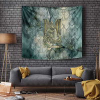 Khnum Ancient Egyptian Tapestry with Smoky Leaf, Ram Head Emblem, and Guardian of the Cataract - Wonder Print Shop