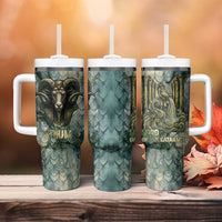 Khnum Ancient Egyptian Tumbler With Handle with Smoky Leaf, Ram Head Emblem, and Guardian of the Cataract - Wonder Print Shop