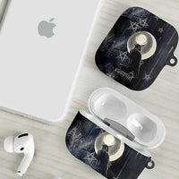 Khonsu AirPods Case Ancient Egyptian Dark Feather Pattern, Moonlit Raven Symbol, and Eye Lotus - Wonder Print Shop