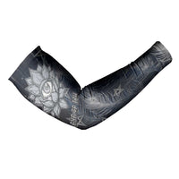 Khonsu Arm Sleeves Ancient Egyptian Dark Feather Pattern, Moonlit Raven Symbol, and Eye Lotus - Wonder Print Shop