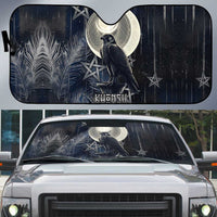 Khonsu Auto Sun Shade Ancient Egyptian Dark Feather Pattern, Moonlit Raven Symbol, and Eye Lotus - Wonder Print Shop