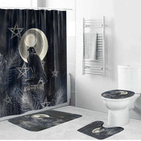 Khonsu Bathroom Set Ancient Egyptian Dark Feather Pattern, Moonlit Raven Symbol, and Eye Lotus - Wonder Print Shop