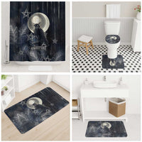 Khonsu Bathroom Set Ancient Egyptian Dark Feather Pattern, Moonlit Raven Symbol, and Eye Lotus - Wonder Print Shop