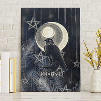 Khonsu Canvas Wall Art Ancient Egyptian Dark Feather Pattern, Moonlit Raven Symbol, and Eye Lotus - Wonder Print Shop