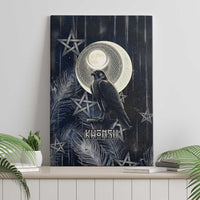 Khonsu Canvas Wall Art Ancient Egyptian Dark Feather Pattern, Moonlit Raven Symbol, and Eye Lotus - Wonder Print Shop