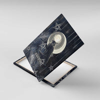 Khonsu Canvas Wall Art Ancient Egyptian Dark Feather Pattern, Moonlit Raven Symbol, and Eye Lotus - Wonder Print Shop