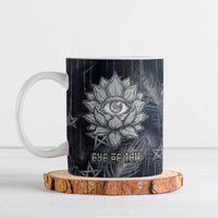 Khonsu Ceramic Mug Ancient Egyptian Dark Feather Pattern, Moonlit Raven Symbol, and Eye Lotus - Wonder Print Shop
