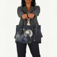 Khonsu Leather Bag Ancient Egyptian Dark Feather Pattern, Moonlit Raven Symbol, and Eye Lotus - Wonder Print Shop