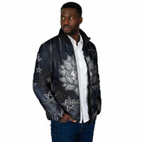 Khonsu Padded Jacket Ancient Egyptian Dark Feather Pattern, Moonlit Raven Symbol, and Eye Lotus - Wonder Print Shop