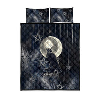 Khonsu Quilt Bed Set Ancient Egyptian Dark Feather Pattern, Moonlit Raven Symbol, and Eye Lotus - Wonder Print Shop