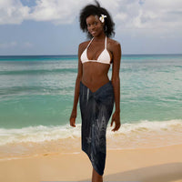 Khonsu Sarong Ancient Egyptian Dark Feather Pattern, Moonlit Raven Symbol, and Eye Lotus - Wonder Print Shop