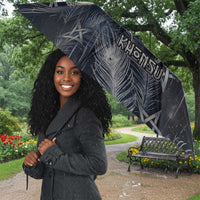 Khonsu Umbrella Ancient Egyptian Dark Feather Pattern, Moonlit Raven Symbol, and Eye Lotus - Wonder Print Shop