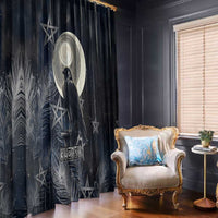 Khonsu Window Curtain Ancient Egyptian Dark Feather Pattern, Moonlit Raven Symbol, and Eye Lotus - Wonder Print Shop