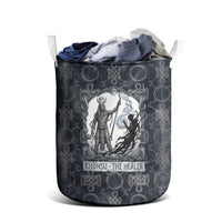 Khonsu Ancient Egyptian Laundry Basket with Dark Celtic Knot Pattern, Baboon Guardian Symbol, and Moon Healer Motif - Wonder Print Shop