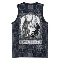 Khonsu Ancient Egyptian Basketball Jersey with Dark Celtic Knot Pattern, Baboon Guardian Symbol, and Moon Healer Motif - Wonder Print Shop