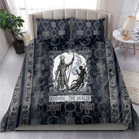 Khonsu Ancient Egyptian Bedding Set with Dark Celtic Knot Pattern, Baboon Guardian Symbol, and Moon Healer Motif - Wonder Print Shop