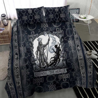 Khonsu Ancient Egyptian Bedding Set with Dark Celtic Knot Pattern, Baboon Guardian Symbol, and Moon Healer Motif - Wonder Print Shop