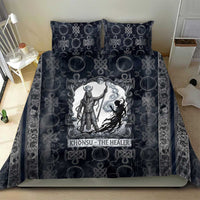 Khonsu Ancient Egyptian Bedding Set with Dark Celtic Knot Pattern, Baboon Guardian Symbol, and Moon Healer Motif - Wonder Print Shop