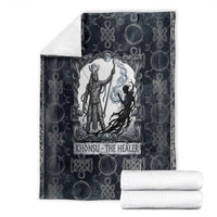 Khonsu Ancient Egyptian Blanket with Dark Celtic Knot Pattern, Baboon Guardian Symbol, and Moon Healer Motif - Wonder Print Shop