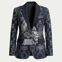 Khonsu Ancient Egyptian Blazer with Dark Celtic Knot Pattern, Baboon Guardian Symbol, and Moon Healer Motif - Wonder Print Shop
