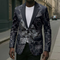 Khonsu Ancient Egyptian Blazer with Dark Celtic Knot Pattern, Baboon Guardian Symbol, and Moon Healer Motif - Wonder Print Shop