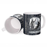 Khonsu Ancient Egyptian Ceramic Mug with Dark Celtic Knot Pattern, Baboon Guardian Symbol, and Moon Healer Motif - Wonder Print Shop